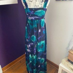 AB Studio | Blue, Green & Purple Maxi Dress | M